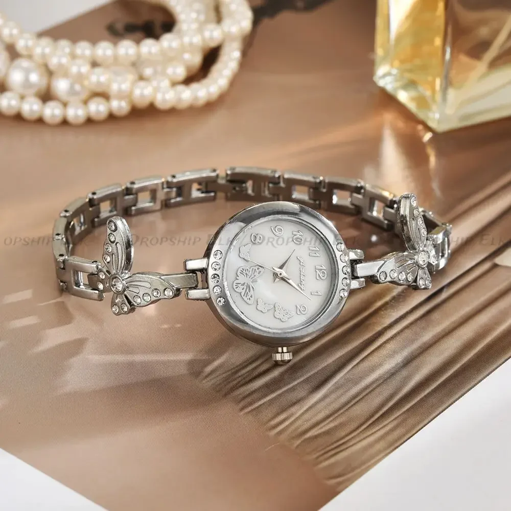 Изысканные часы-браслет со стразами и бабочками для женщин, популярные креативные цифровые кварцевые часы, оптовая продажа, Relojes Para Mujer