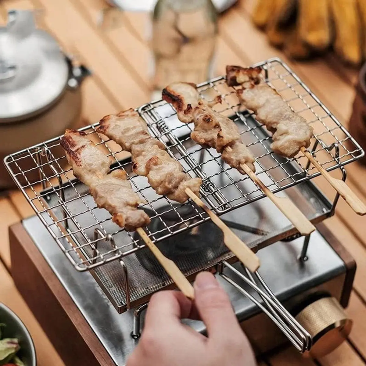 Stainless Steel Foldable Portable Toaster Rack for Camping Hiking and Picnics Versatile Baking Wire Rack Outdoor Use