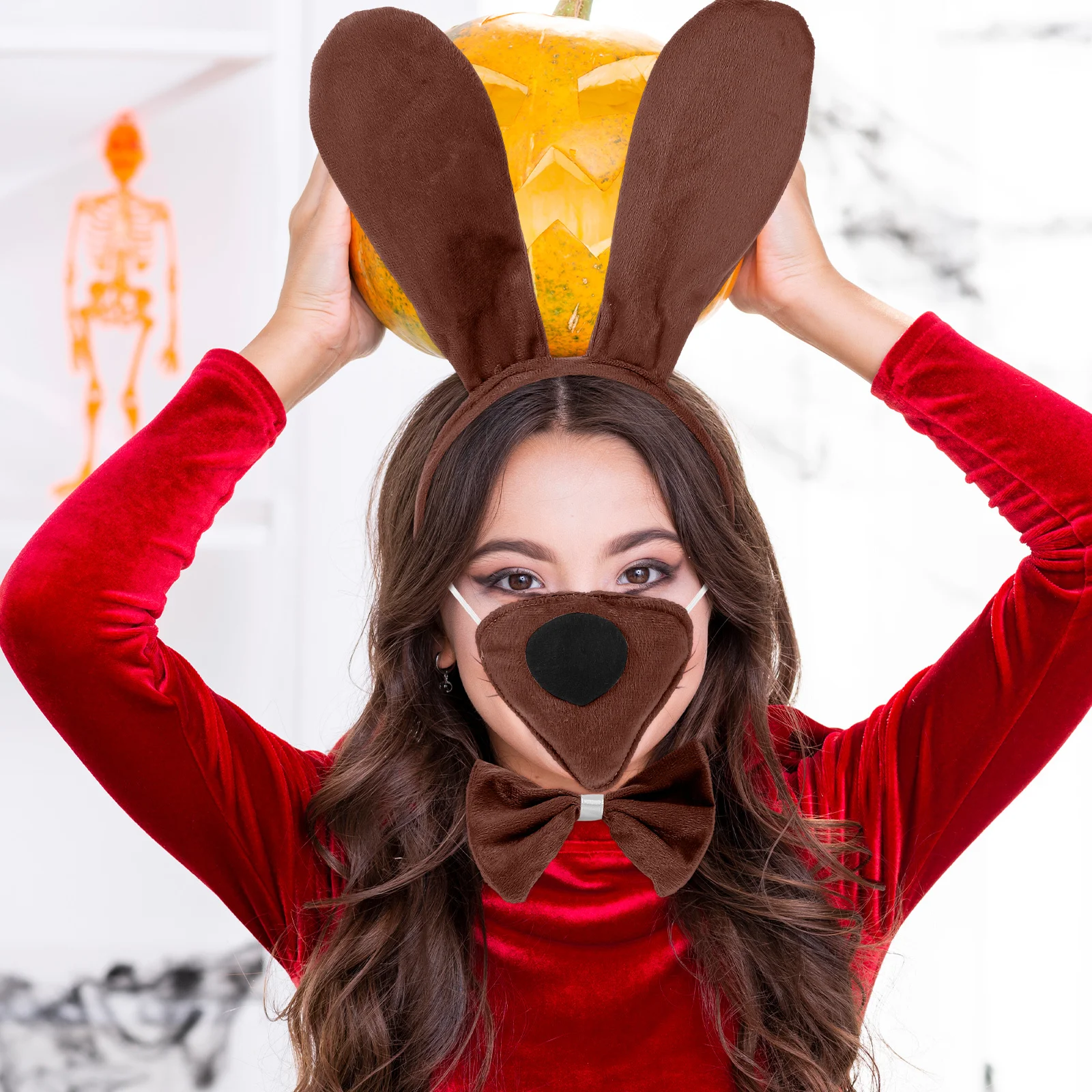 1 セット女の子犬コスチュームかわいい子犬のヘッドピースセット快適な布素材ハロウィンドレスアップコスプレ日常遊び用