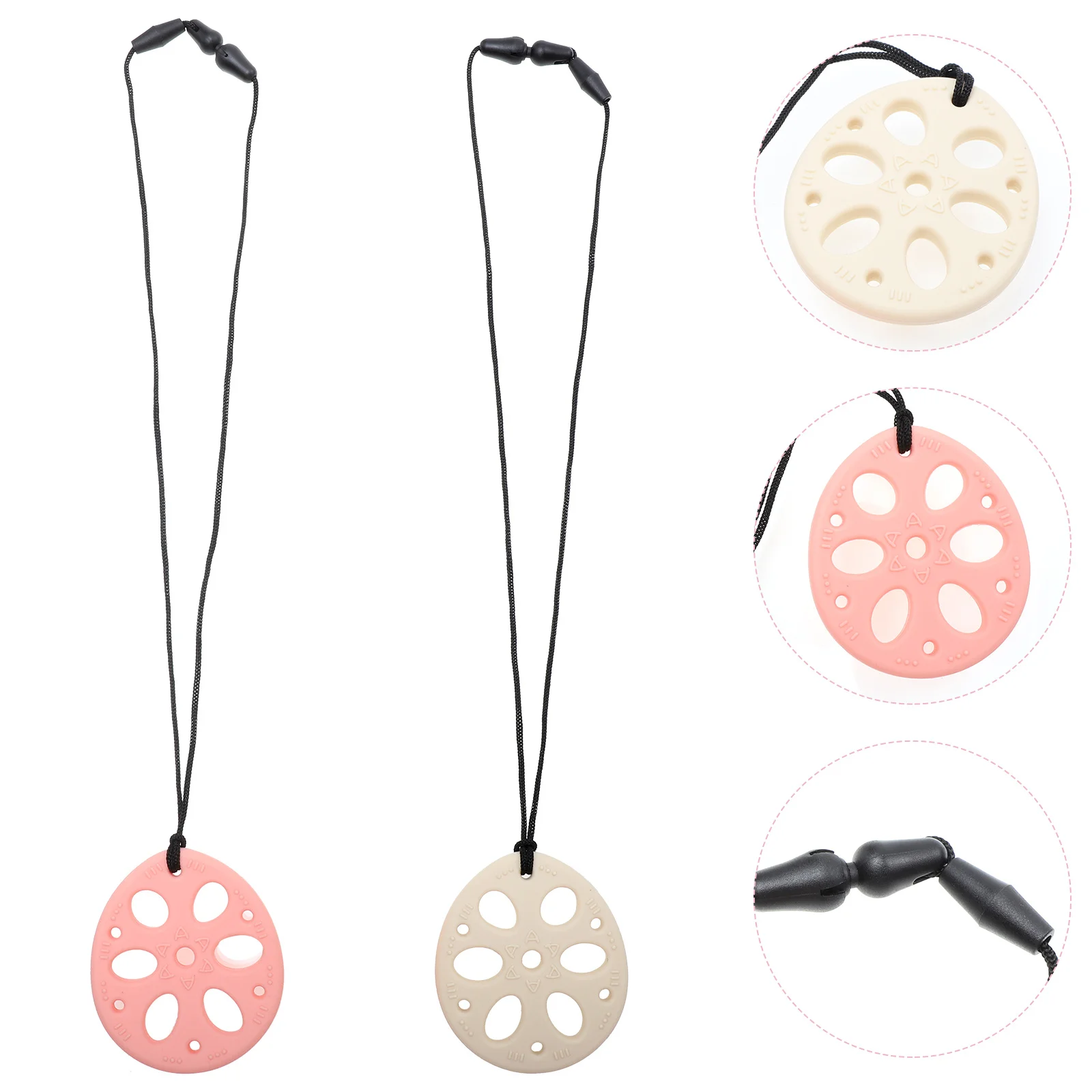 

2Pcs Educational Molar Teether Dual-Sided Chewable Pendant for Exercising and Jaw Coordination in Infants