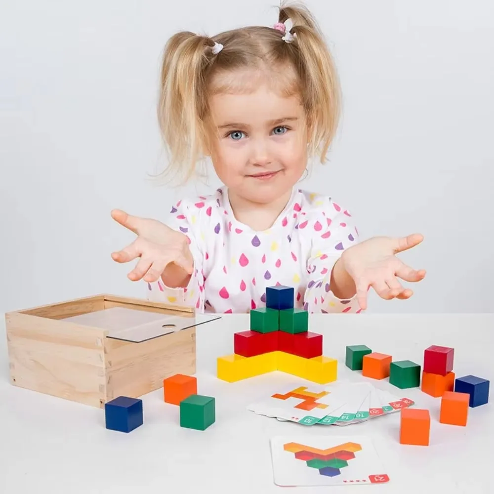 

Creative 3D Wooden Puzzle Portable Wooden Material Cube Block Toy Funny Brain Development Toy Puzzle Challenge