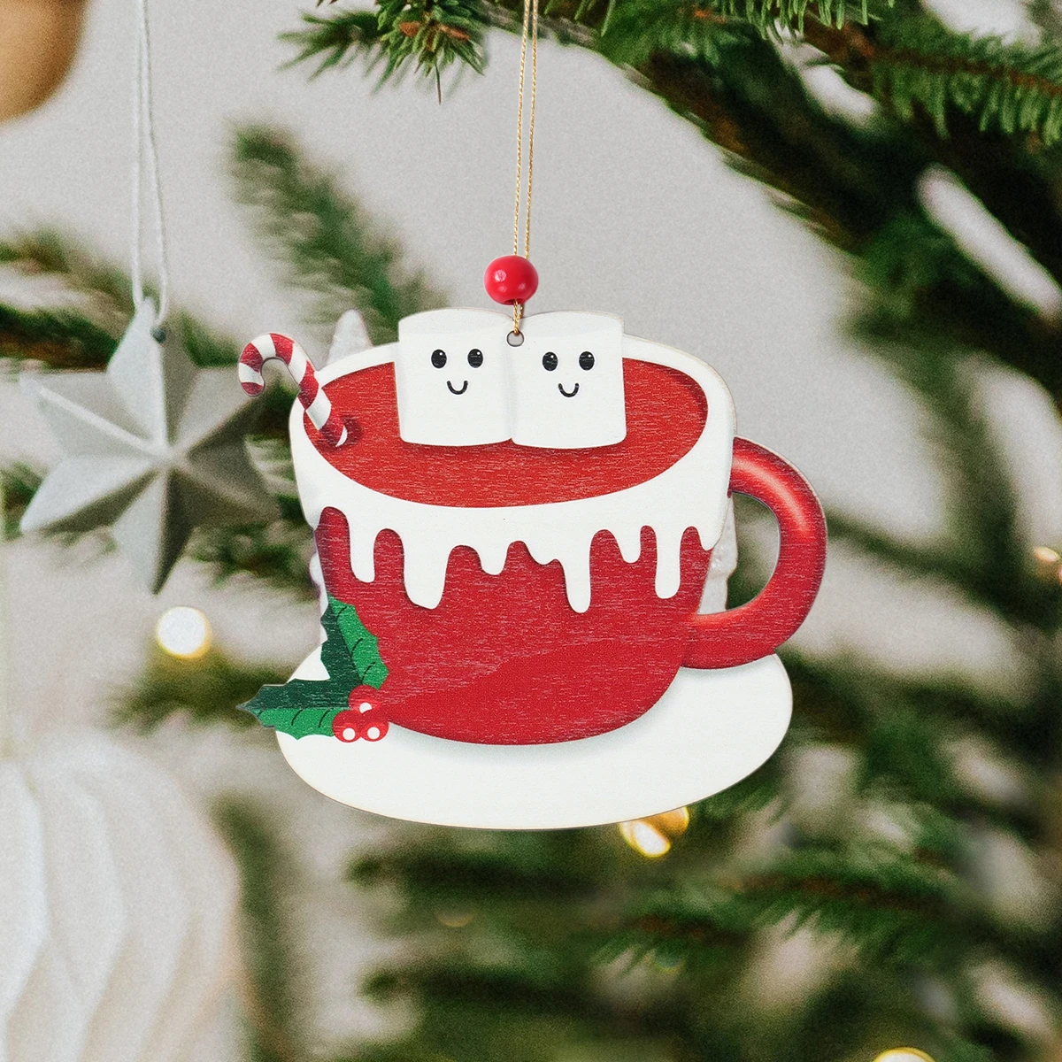 

Christmas Coffee Cup Wooden Pendant Merry Christmas Decoration For Home 2024 Navidad Noel Xmas Tree Ornament Decor New Year 2025