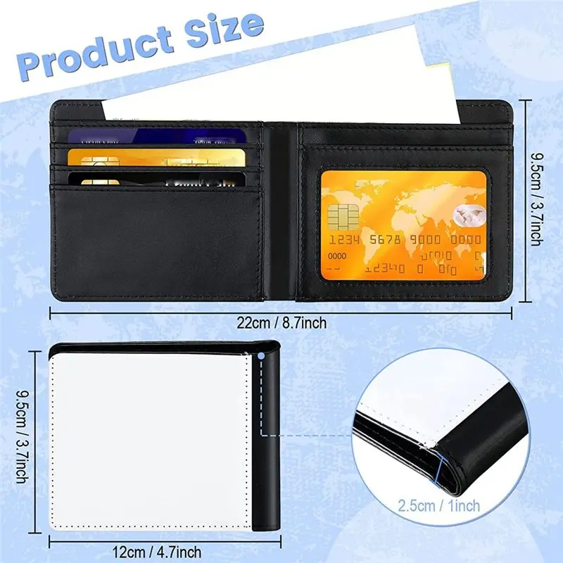 A45I 4Pcs Sublimation Wallet Blank Heat Transfer Sublimation Wallets Bank Card Holder for Men Gift Office Travel Work Supply