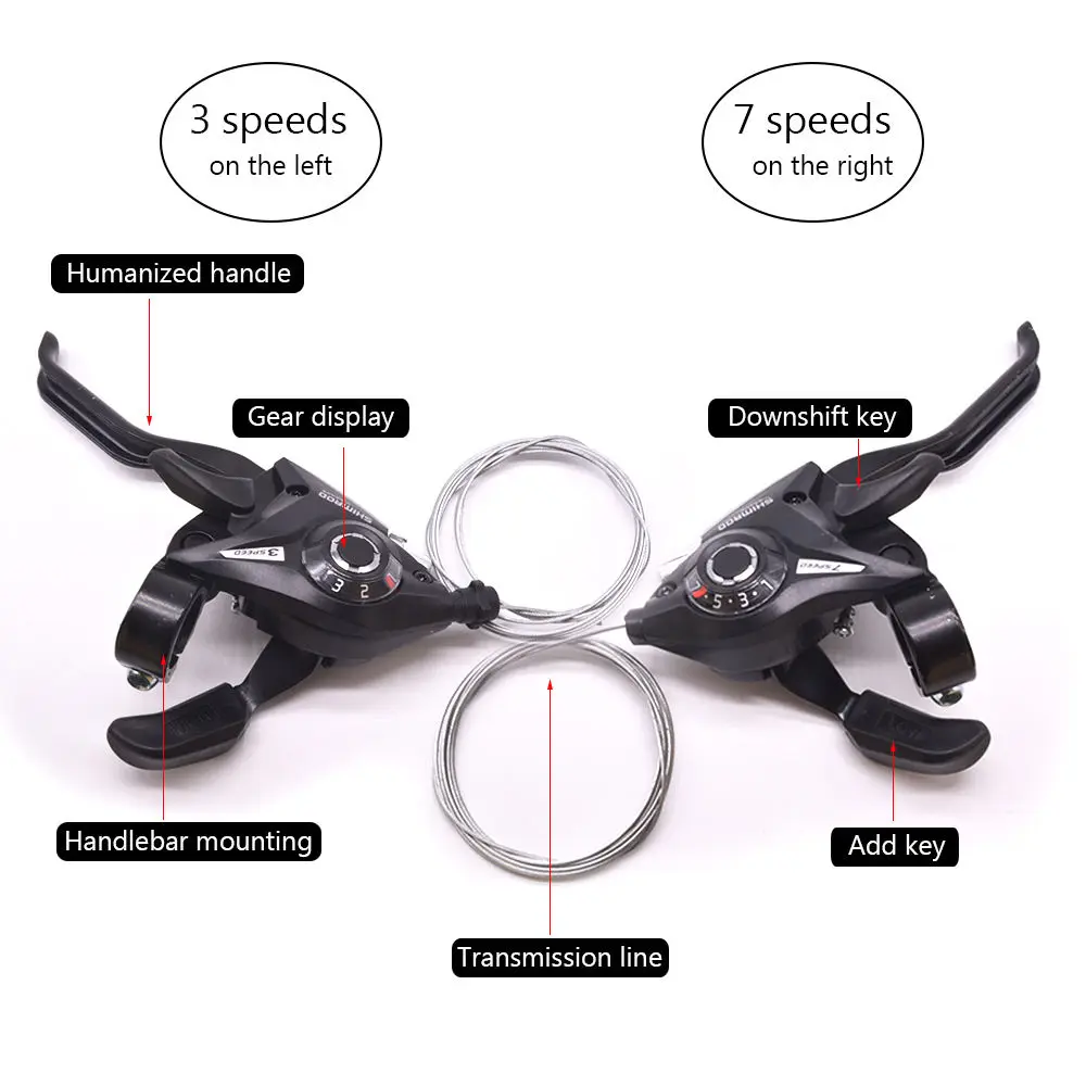 3x7 21 Speed Bicycle Shifter Levers Brake Cycling Disc Handle Brake Levers With Shift Cable Bike Accessories For Road Bike MTB