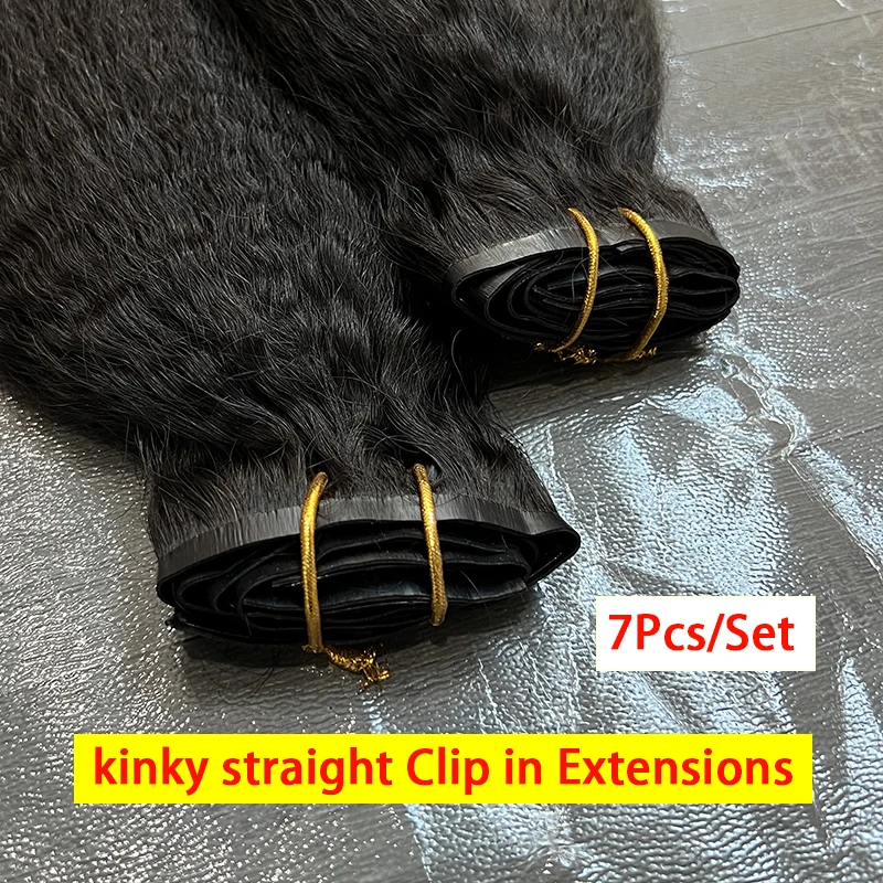 الخام غير المجهزة غريب مستقيم كليب في شعر مستعار بشري 100% مشبك شعر الإنسان في الشعر التمديد 100 جرام 7 قطعة/المجموعة كامل الرأس