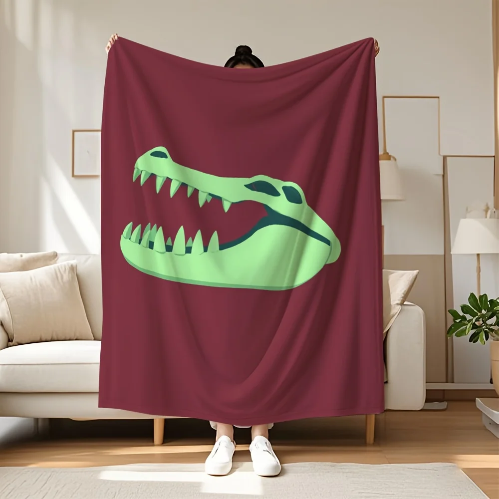 Crocodile Head Cartoon Throw Blanket Fun Animal Design for Living Room Decor Gift for Kids PlayfulStyle40x50