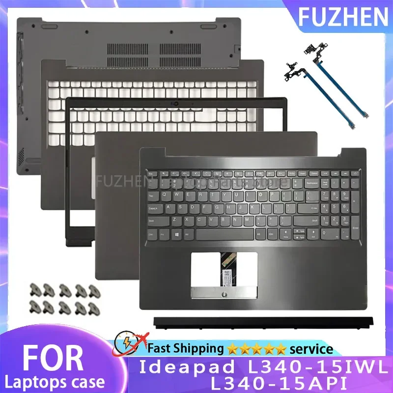 

NEW For Lenovo Ideapad L340-15IWL L340-15API Laptop LCD Back Cover Front Bezel Hinges Palmrest Bottom Case dark grey