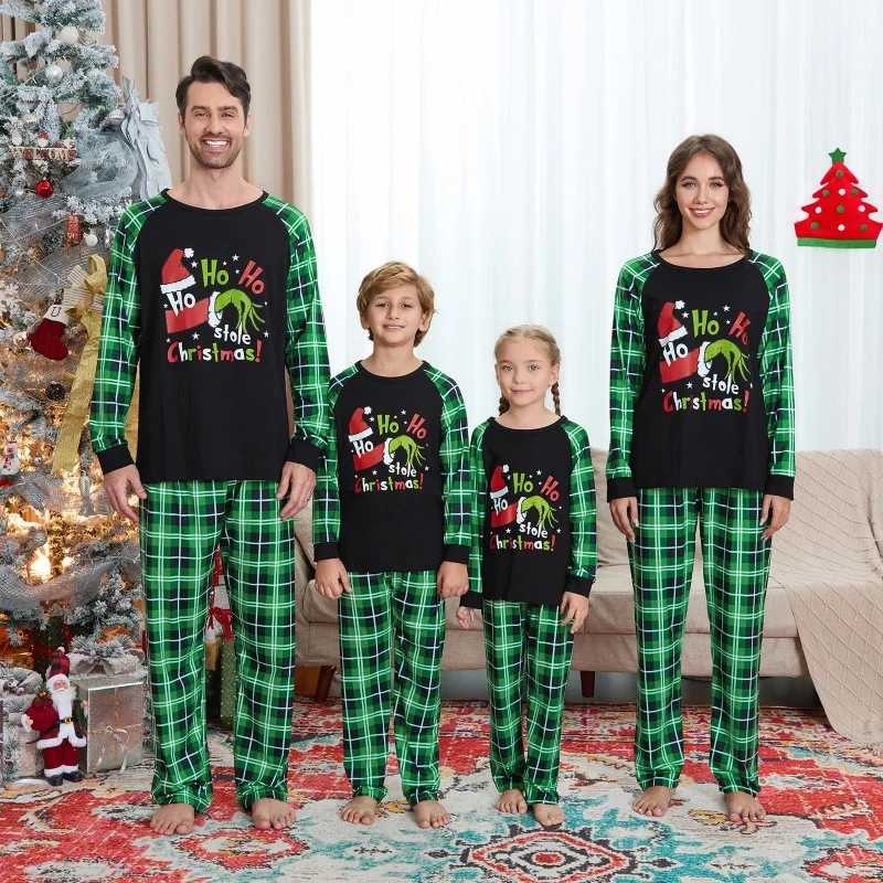 Christmas 2025 Family Matching Outfits Christmas Pajamas Sets Mother Father And Kids Pyjamas Print Tops+Pants Xmas Sleepwear