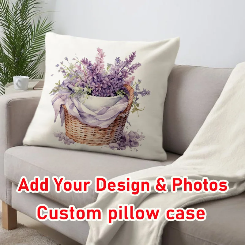 

custom personalized pillowcase Lavender pattern Pillow cover party decoration Spring decoration cushion cover for home sofa