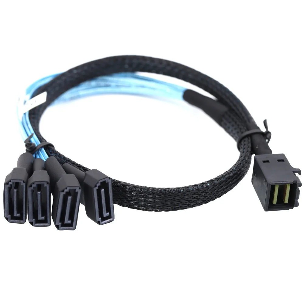 JavicTech Mini SAS SFF-8643 To 4 SATA 7P Male Server High Speed Cable Length Optional 0.5M 1M
