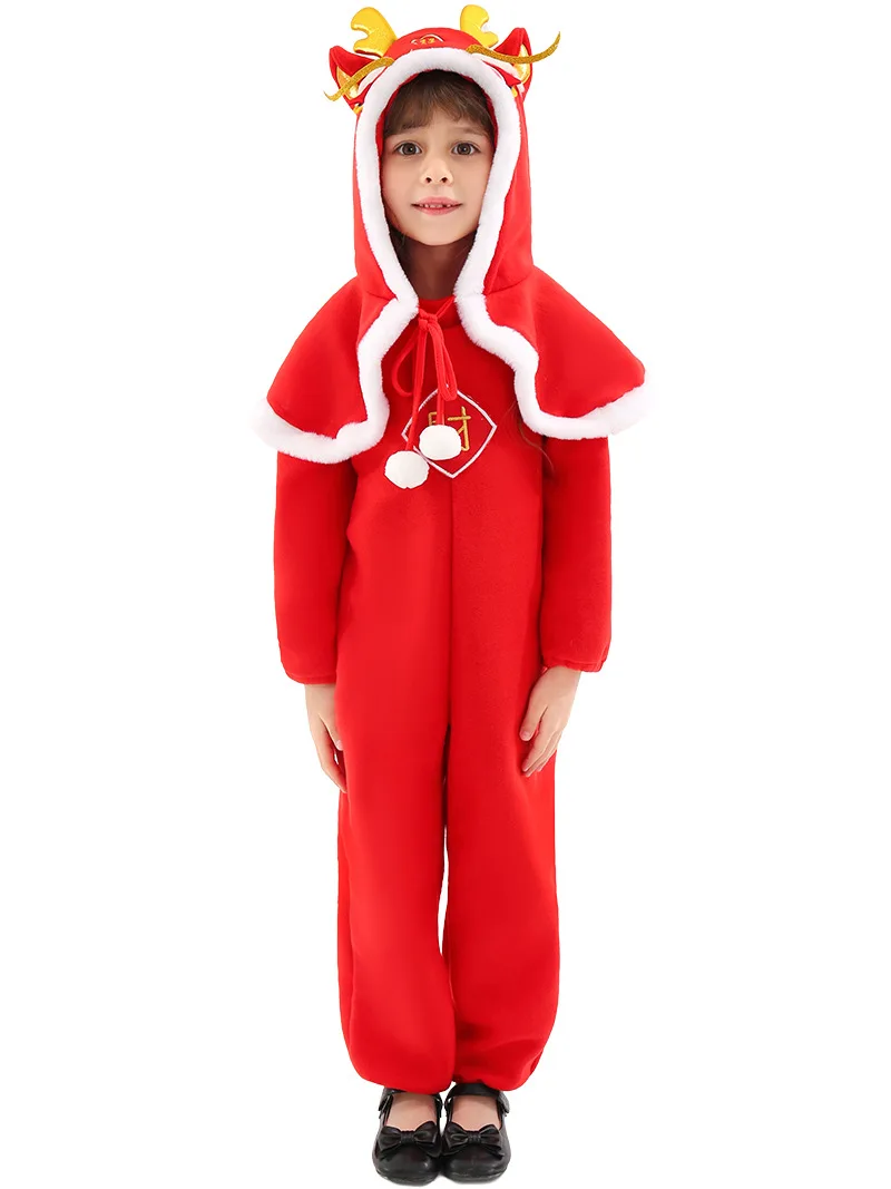 Halloween Spring Festival Costume dragon jumpsuit Outfit cosplay for Boys and Girls for Carnival Party Dress Up Jumpsuit