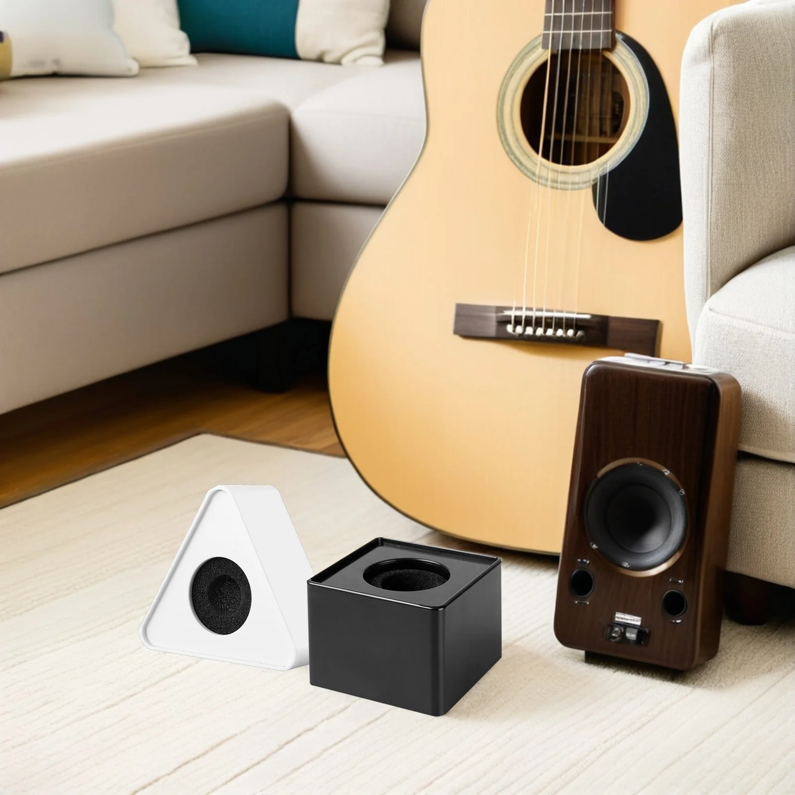 

2pcs Portable Abs Injection Molding Triangular Interview Mic Microphone Station Logo For Professional Dj Equipment Accessories