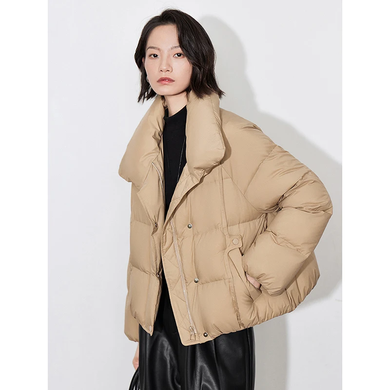 TOYOUTH Women Down Jacket 2024 Autumn Winter New 90% White Duck Down Stand up Collar Warm Coat