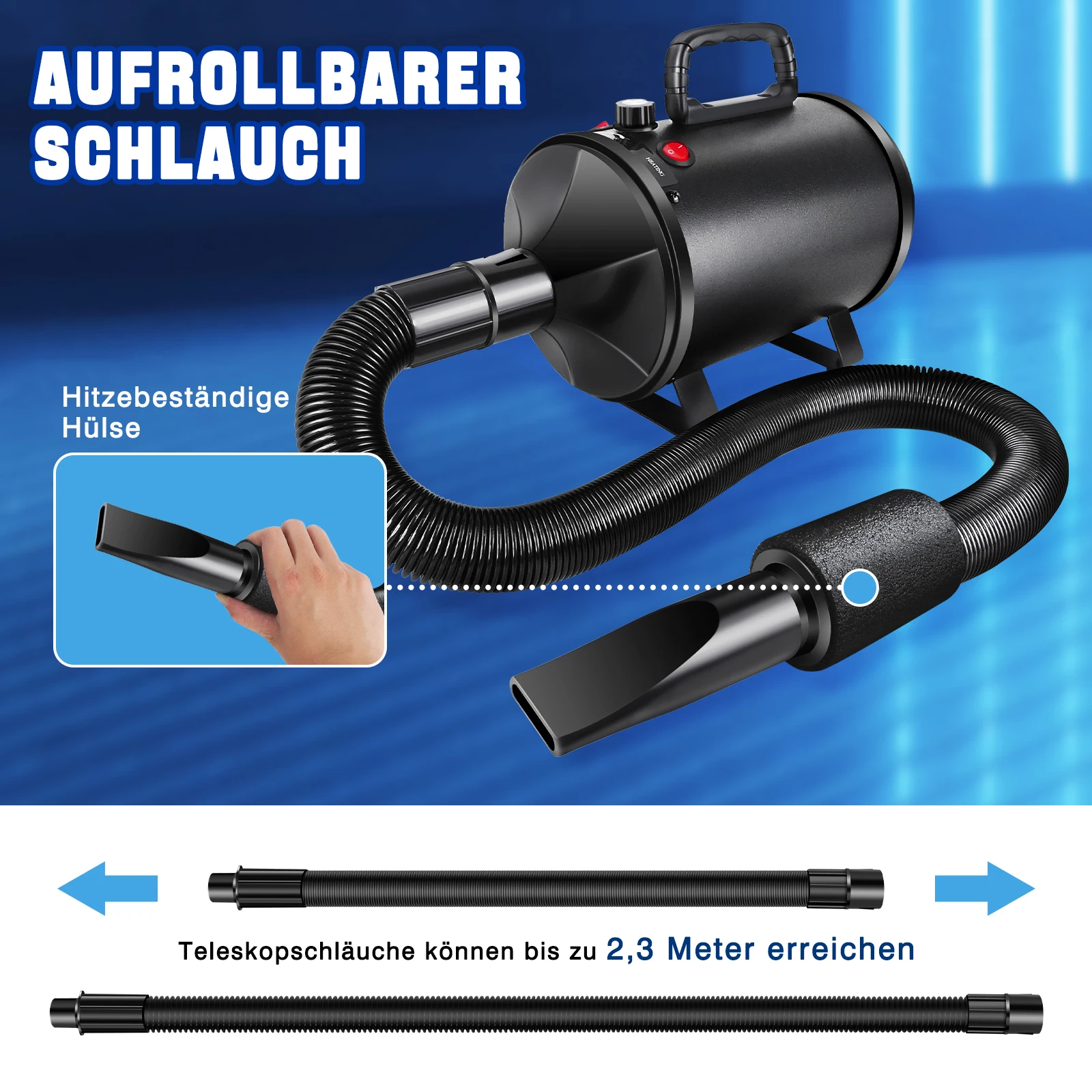 Secador de pelo para mascotas de 2800W, bajo nivel de ruido, con 2 velocidades y 2 niveles de temperatura 35 ° C y 65 ° Adecuado para gatos, perros y otras mascotas