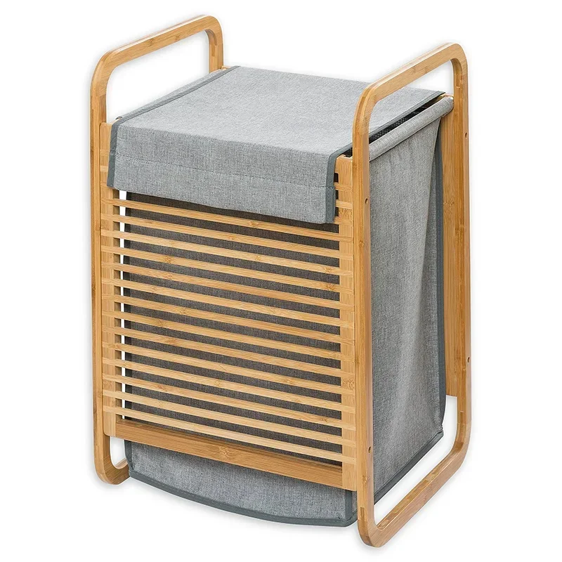 Laundry Bag Home Large Dirty Laundry Basket Bamboo Fabric With Cover Design Convenient Breathable Small Basket Storage Baskets