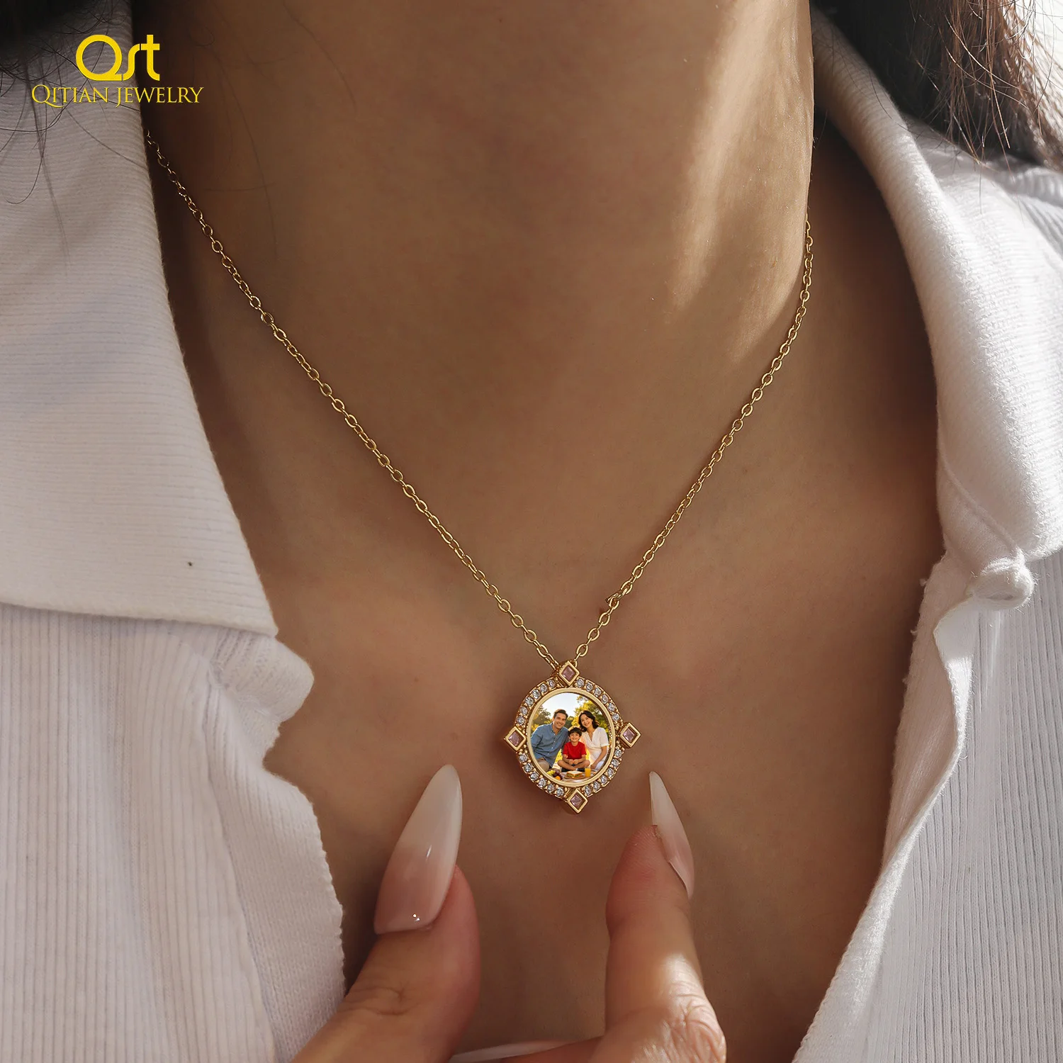 Qitian Custom Round Photo Neck - Photographic Memory ulasan dan harga