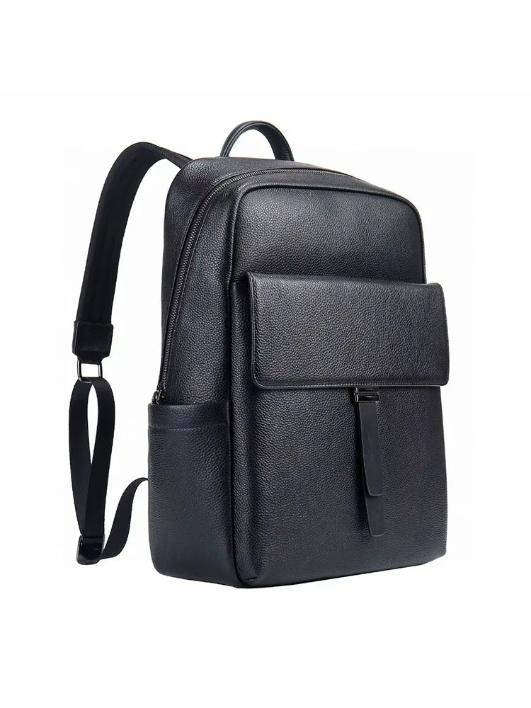 대형 천연 가죽 백팩 블랙 첫 번째 층 소가죽 여행 가방 남성용 대형 패션 더블 숄더백