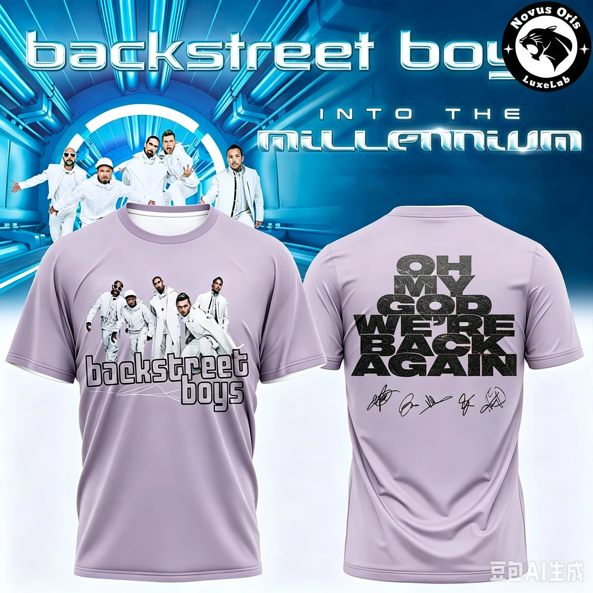 Men Backstreet Boys Into Millennium Tour T‑Shirt Signature Print Short‑Sleeve Pop Music Concert Fan Casual Tops Family Matching
