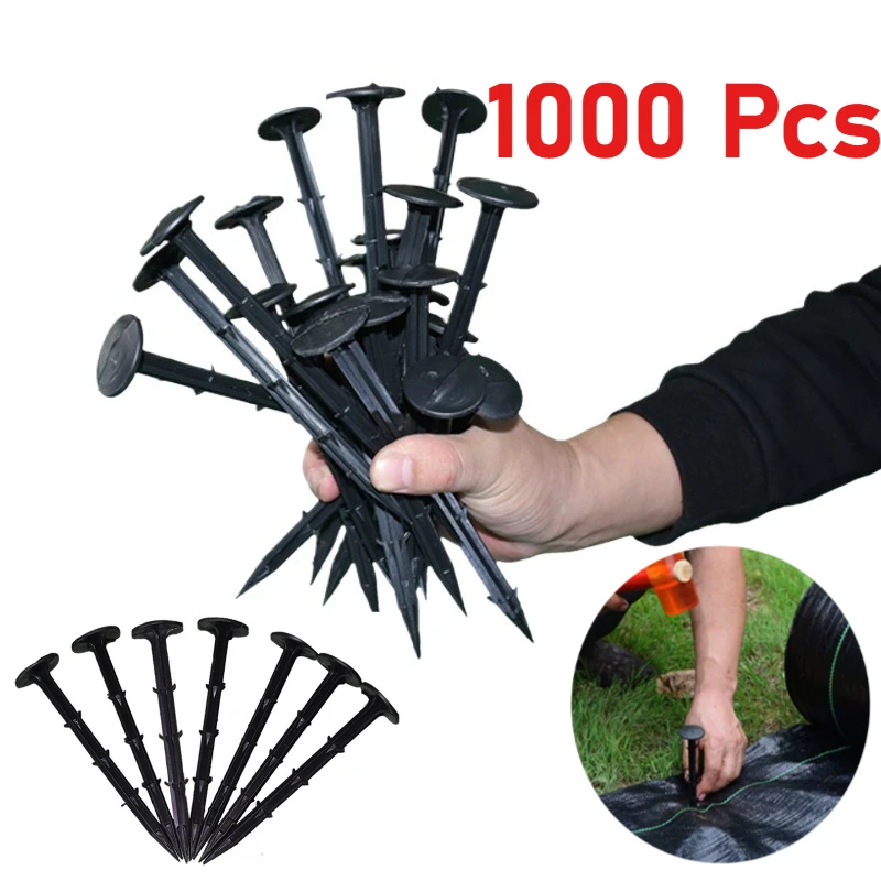 

1000Pcs 11cm/16cm/20cm Sturdy Plastic Stakes Black Anchors Rustproof for Hold Down Landscape Fabric Lawn Edging Tents Rain Tarps