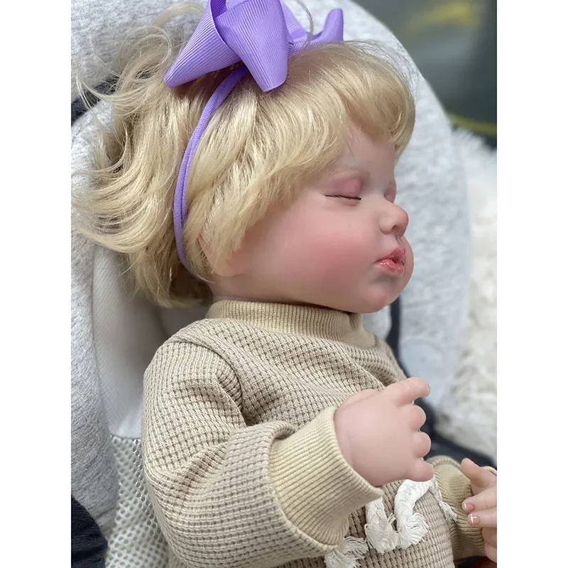 Poupées bébé Reborn en silicone, 48cm, corps entier, beurre Loulou avec cheveux blones, taille nouveau-né, vraies veines peintes à la main