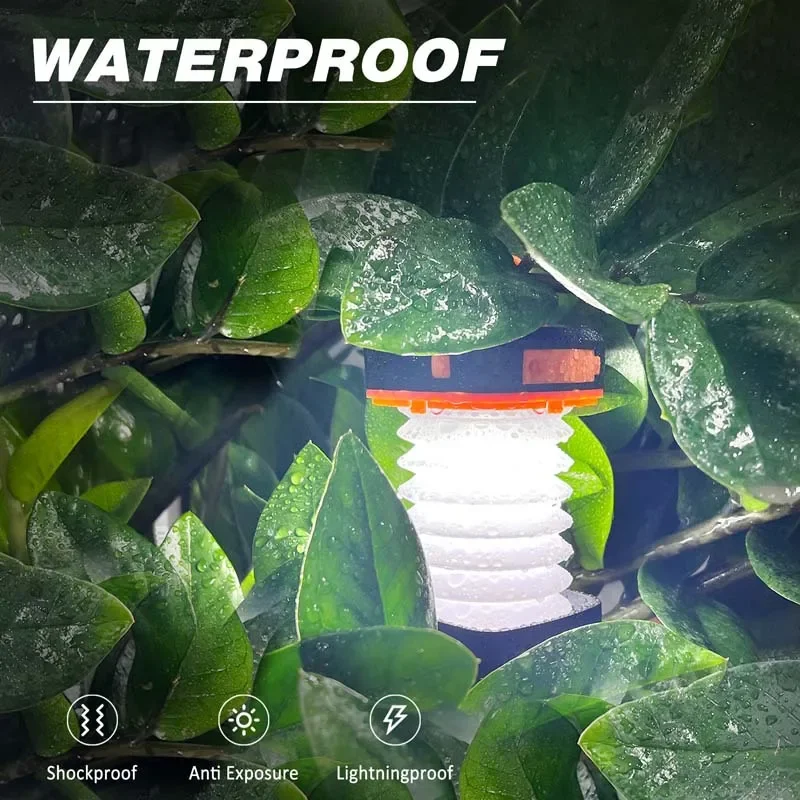 فانوس التخييم بالطاقة الشمسية القابلة لإعادة الشحن، ضوء خيمة محمول، أوضاع إضاءة متعددة، بنك الطاقة، خطاف، الطوارئ الخارجية، المشي لمسافات طويلة، الصيد