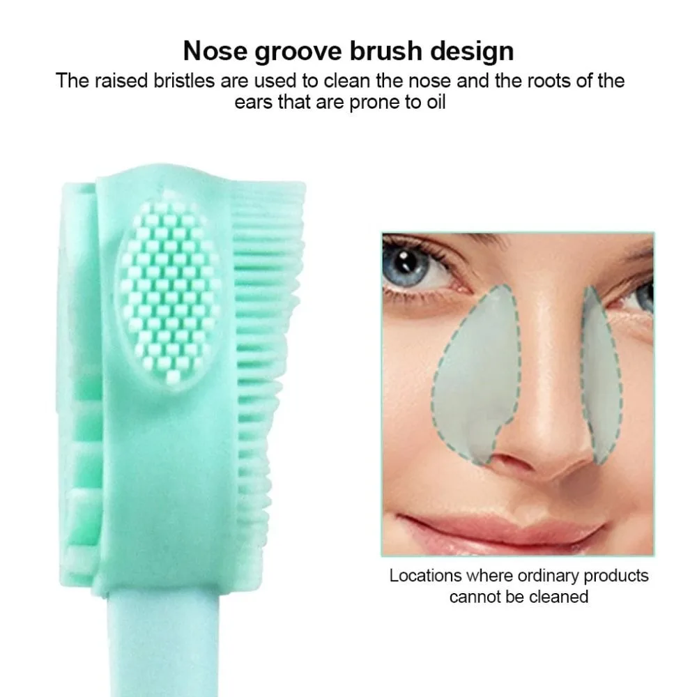 Double Side Silicone Facial Cleanser Brush Handheld Manual Face Cleansing Instrument Mud Mask Remover Exfoliating