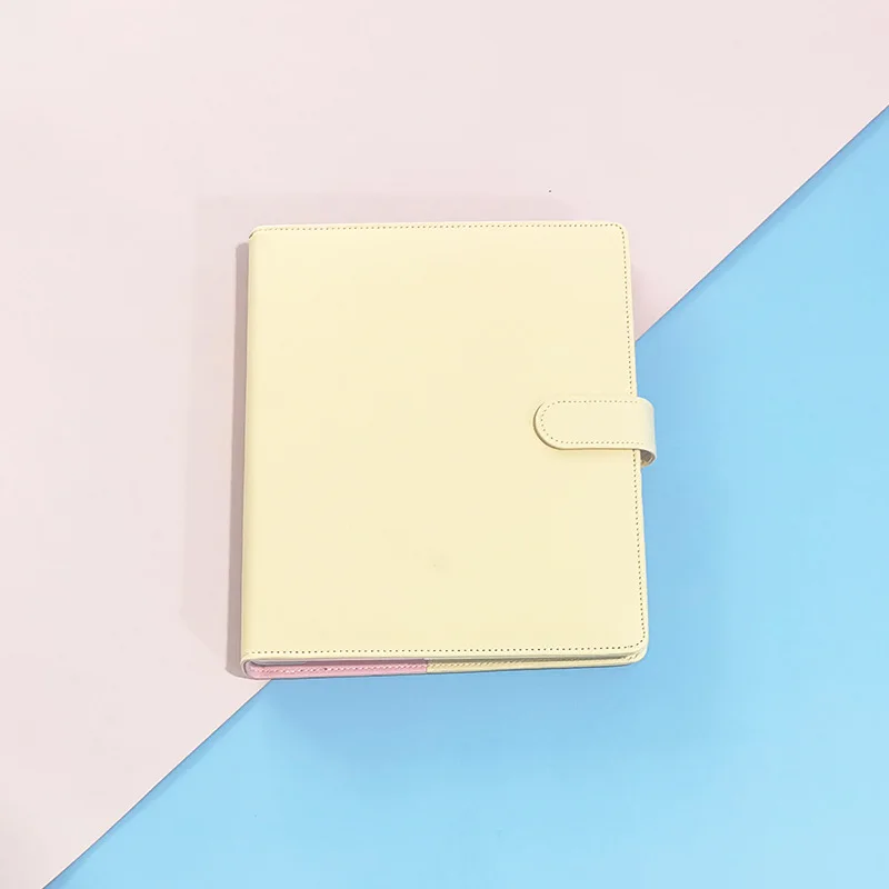 Copertina raccoglitore quadrata in pelle PU Macaron A6 A7, raccoglitore ad anelli ricaricabile a 6 anelli, sigillatura con fibbia magnetica, libro di carte stellari per notebook 2 in 1