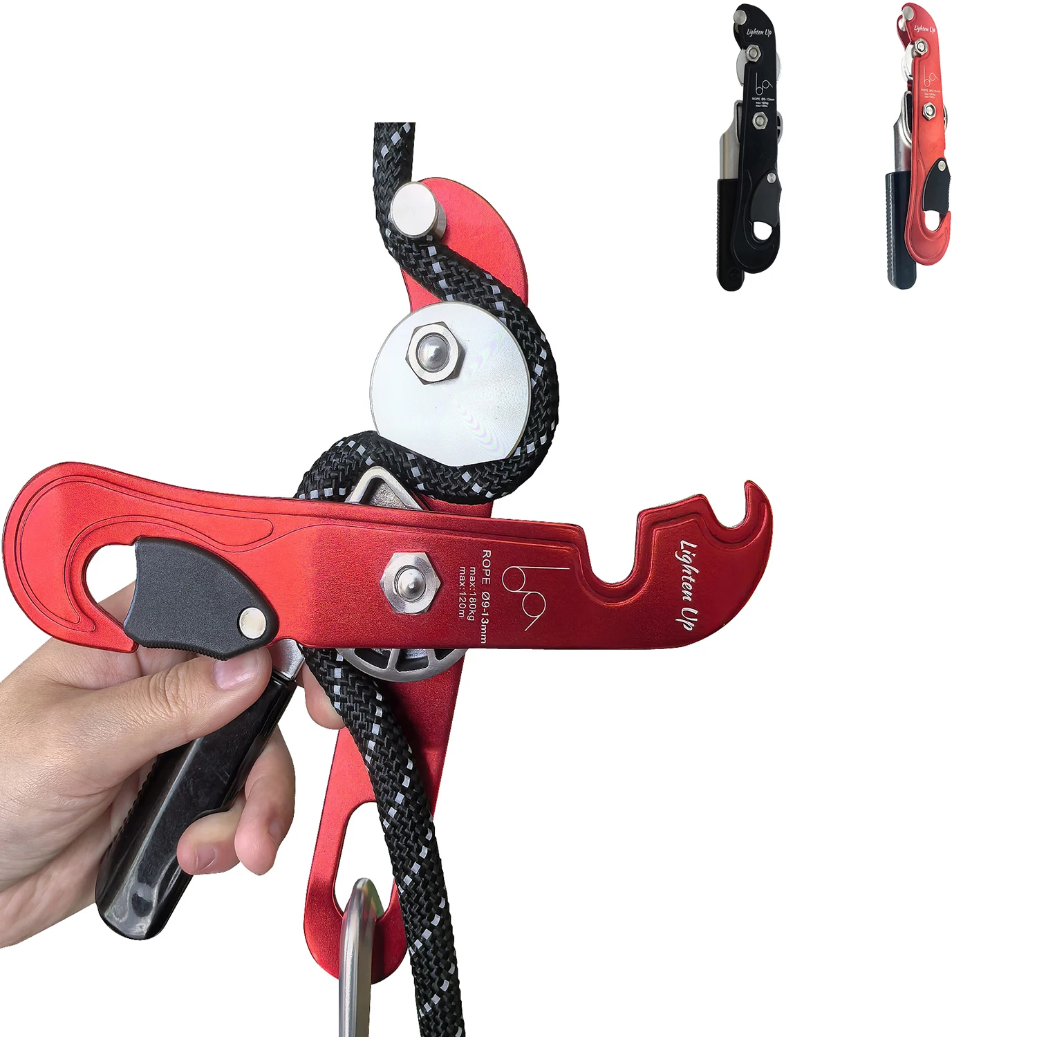 New Professional Rock Climbing Descent Device STOP Handle-Control Abseiling Device Red/Black Downhill Descender Rappelling Brake