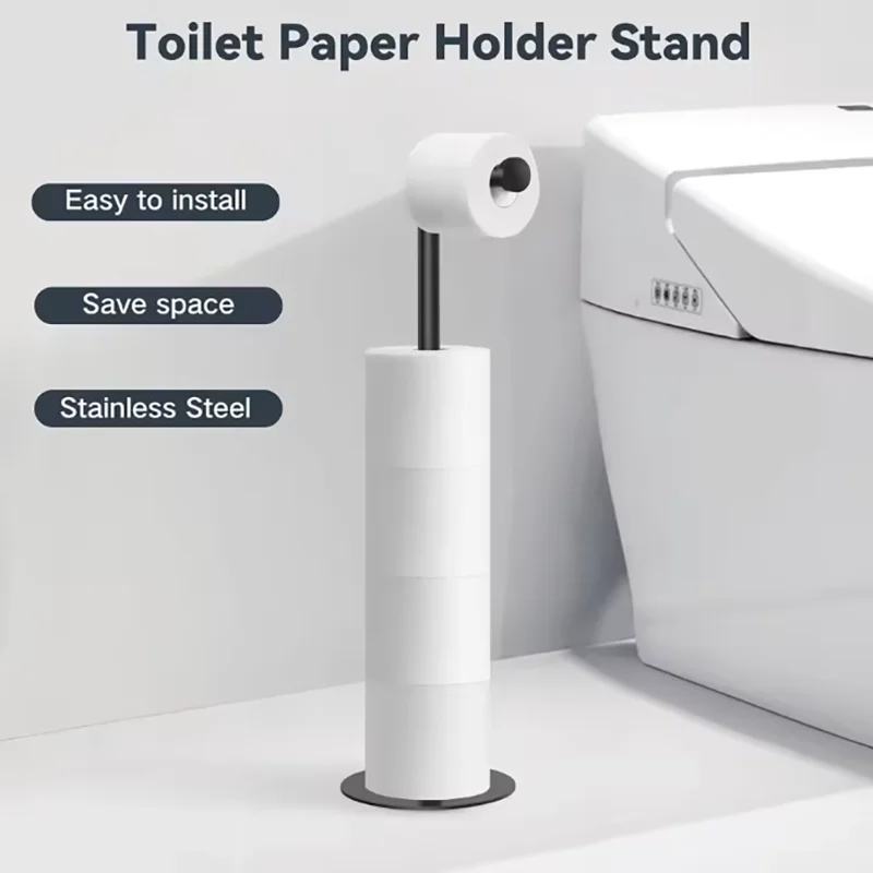

Paper Towel Holder Bathroom Stainless Steel Floor Mounted Toilet Paper Holder Single Pole Kitchen Floor Shelf Bathroom Fixtures