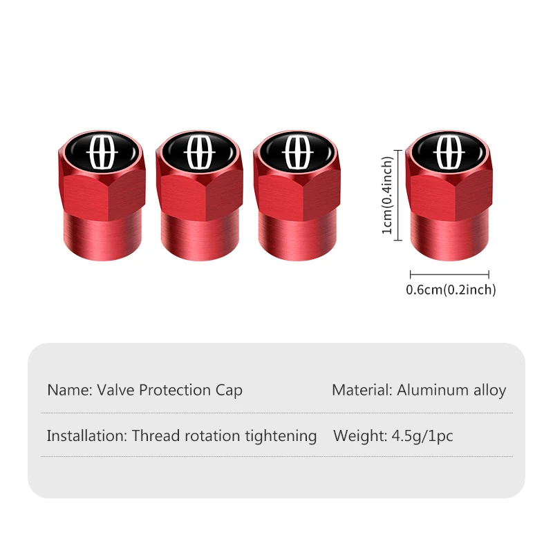 4pcs Aluminum Dustproof Protection Cap Car Wheel Tire Valve For Lincoln Navigator MKZ MKX MKC MKT Continental Nautilus view 6