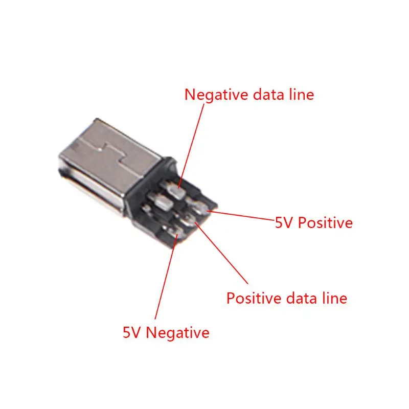 10Sets DIY Mini USB 2.0 5PIN Plug Socket With Plastic Cover With Tail Connector