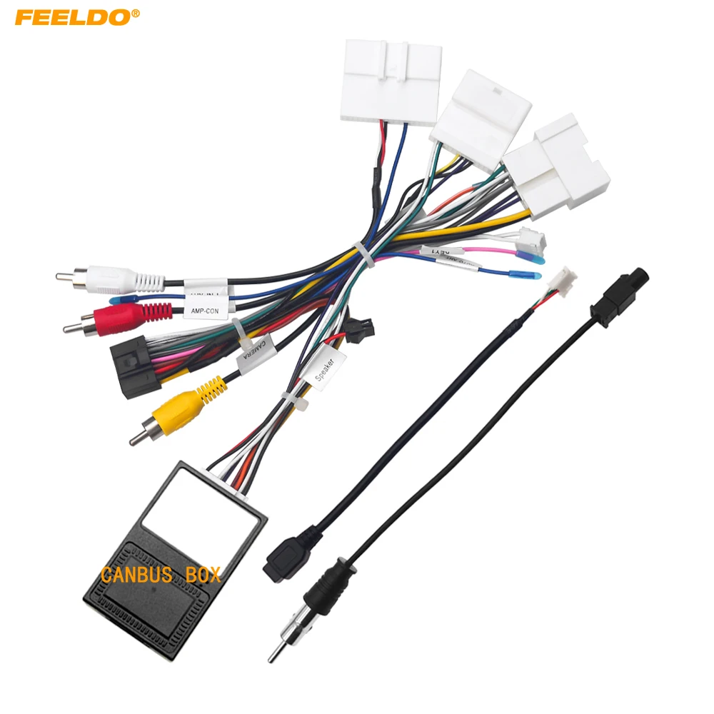 FEELDO Car Audio 16PIN DVD Player Power Calbe Adapter With Canbus Box For Renault Captur Kadjar 2015 Stereo Plug Wiring Harness