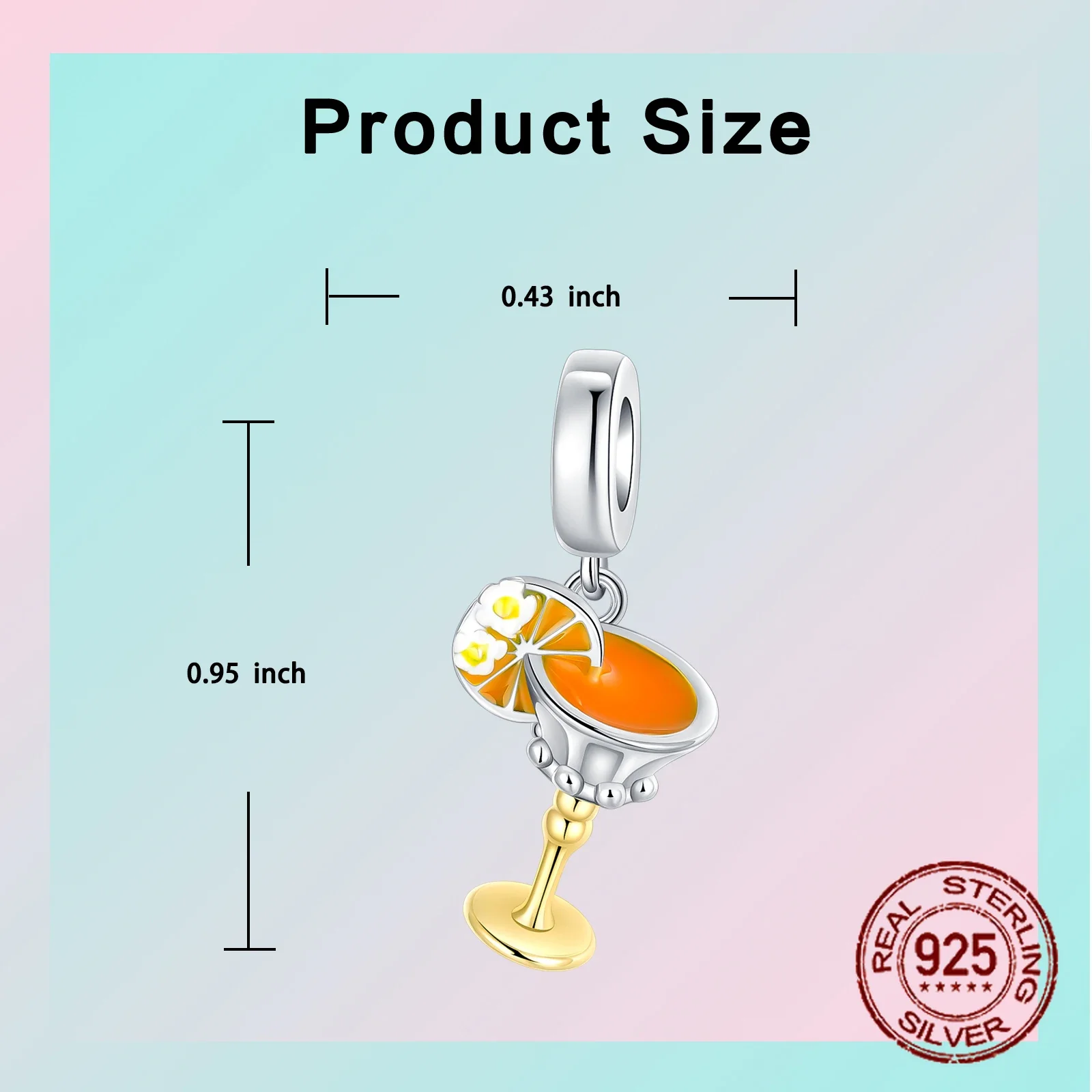 Colgante de plata de ley 925 para pulsera Pandora, abalorio para botella de vino tinto, donas, taza de bebida, compatible con pulseras originales,