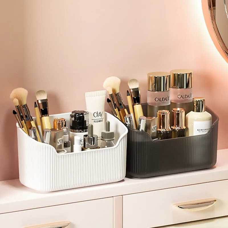 Makeup Mirror Cabinet, Cosmetics Storage Box, Bevel Desktop Dresser, Skin Care Products, Perfume Built-in Storage,