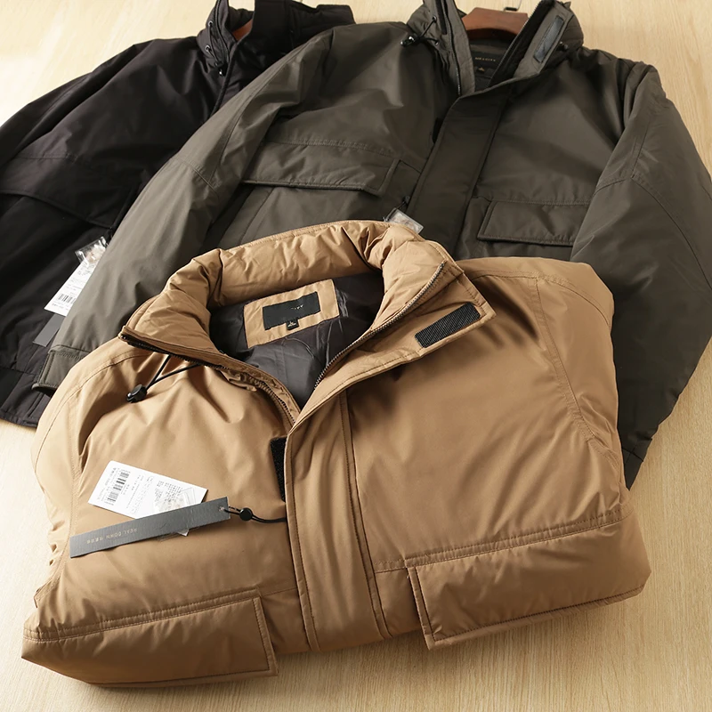 

Высококачественная повседневная мужская верхняя одежда Du down Puffer Jaet с воротником-стойкой и хлебом Faion Urban ey Du Feather 90%