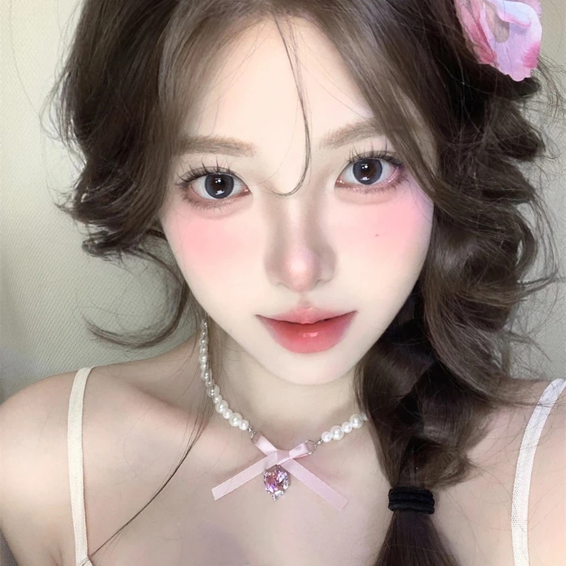 القوس الحب الصليب تقليد اللؤلؤ قلادة قلادة للنساء الفرنسية رومانسية الحلو لوليتا سلسلة الترقوة Harajuku Y2K مجوهرات هدايا #6