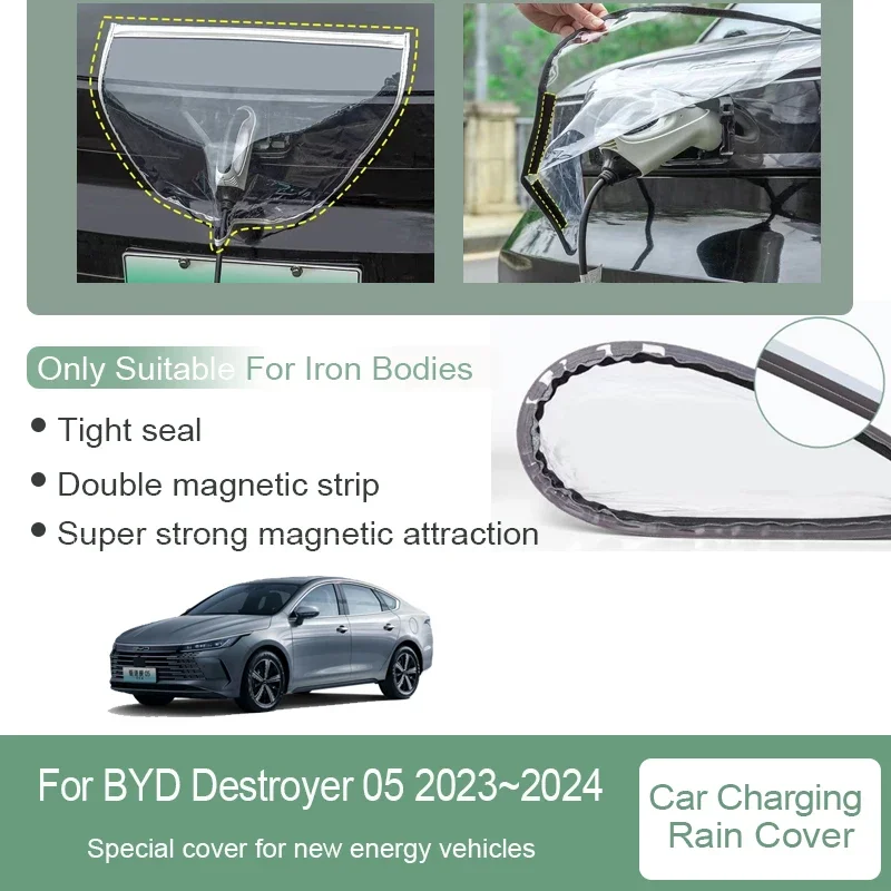 Car Rain Shield For BYD Destroyer 05 2023~2024 Special Charger Plug New Energy Charge Gun Waterproof Rain Cover Auto Accessories