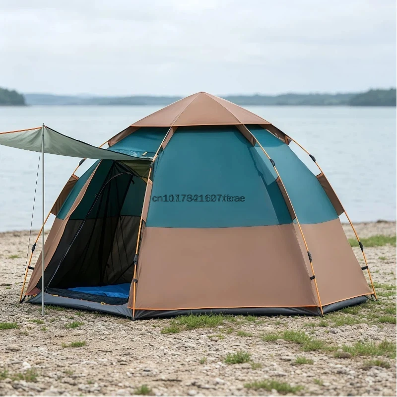 Century Glacier Automatic Double Layer Hexagonal Tent 3 4 Person Quick Open Rainproof Outdoor Camping Beach Portable Tent