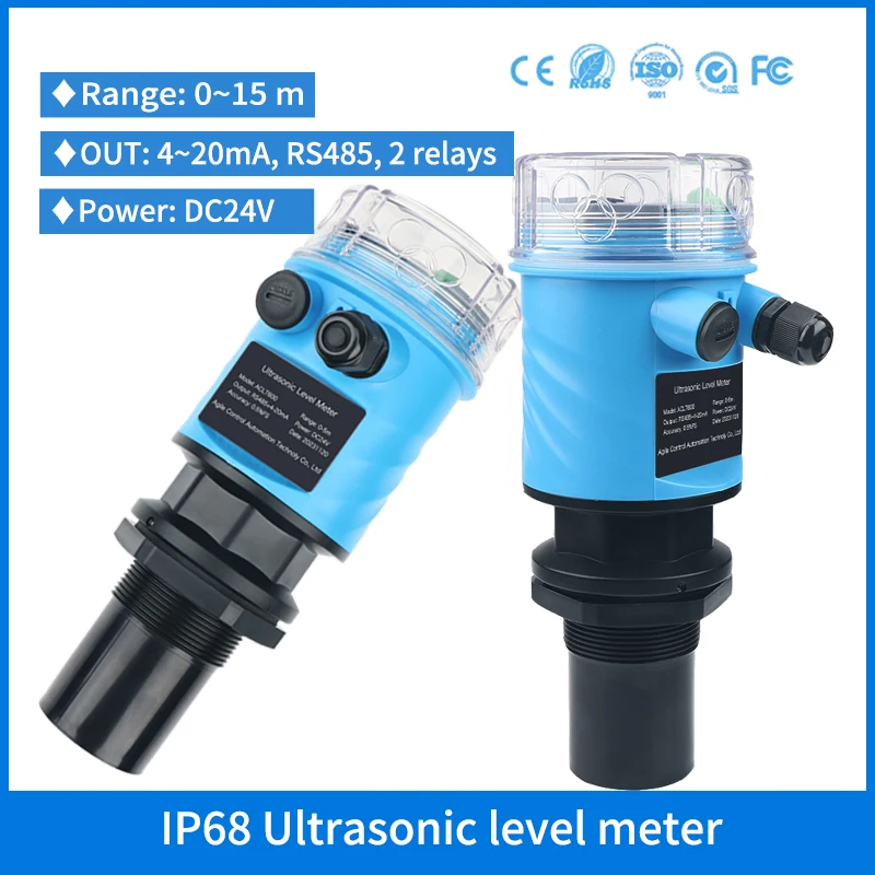 

IP68 4-20mA RS485 2 Relays Ultrasonic Level Sensor Meter Transmitter Fuel Oil Water Liquid Tank Ultrasonic Level Gauge Sensor