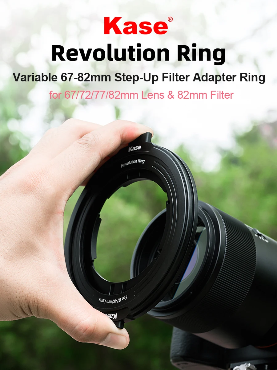 

Kase Revolution Ring Variable 67-82mm Step-Up Filter Adapter Ring for 67/72/77/82mm Lens & 82mm Filter, 67mm 72mm 77mm to 82mm