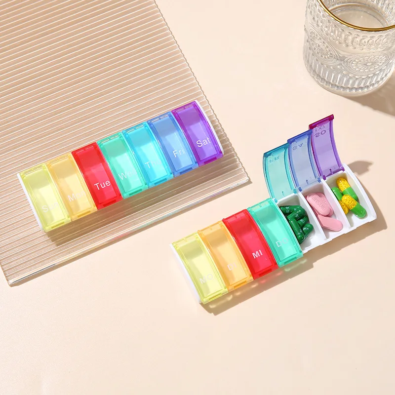 1PCS Weekly Pill Case Pillbox 7 Days Medicine Tablet Box Portable Travel Drugs Storage Organizer Pill Box English German