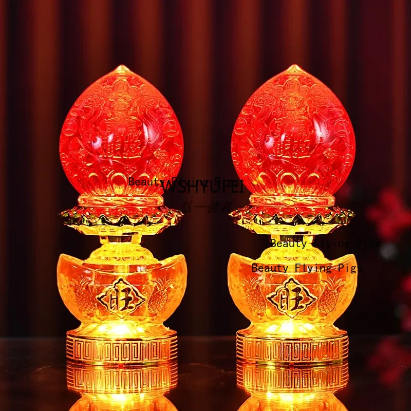 God of Wealth Lamp Electric Candlestick Supply Buddha Led Light Eternal Candle Lamp Smokeless Household Make Offerings To Buddha