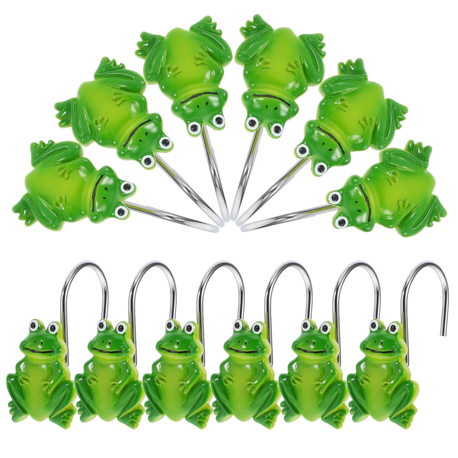 12Pcs Rustproof Resin Shower Curtain Hooks Glide Rings Heavy Duty Metal Hooks for Bathroom Tub Dressing Room Curtain Rings Hook