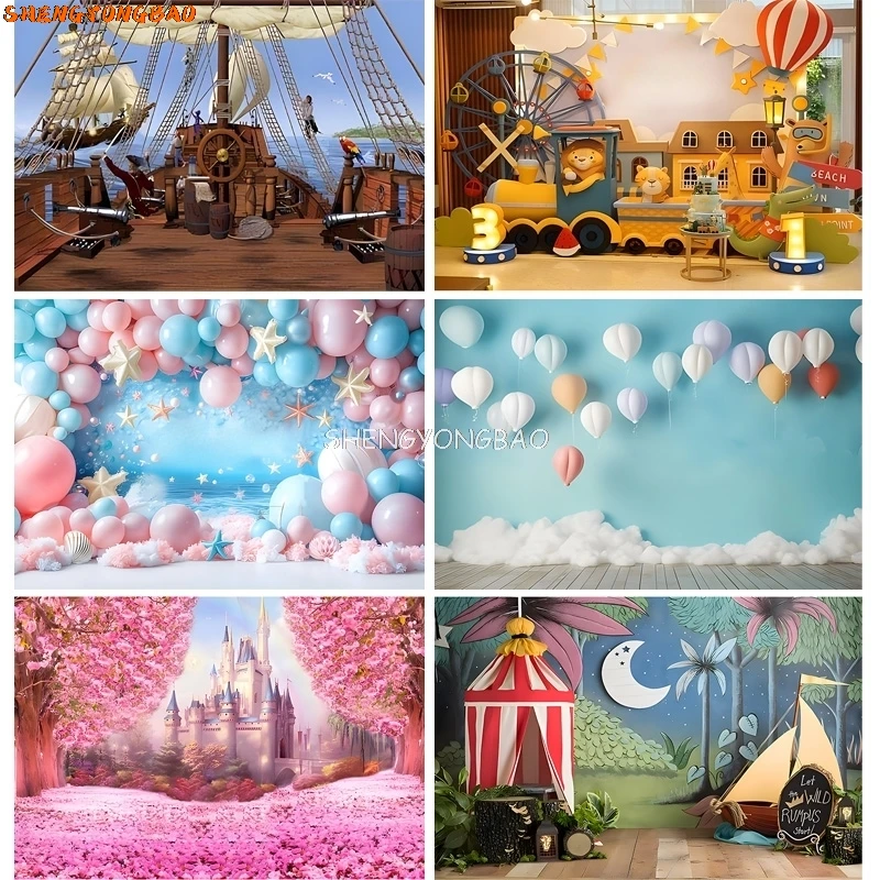 

Balloon First Birthday Party Decoration Photography Backdrops Props Castle Newborn Baby Photo Studio Background YR-03