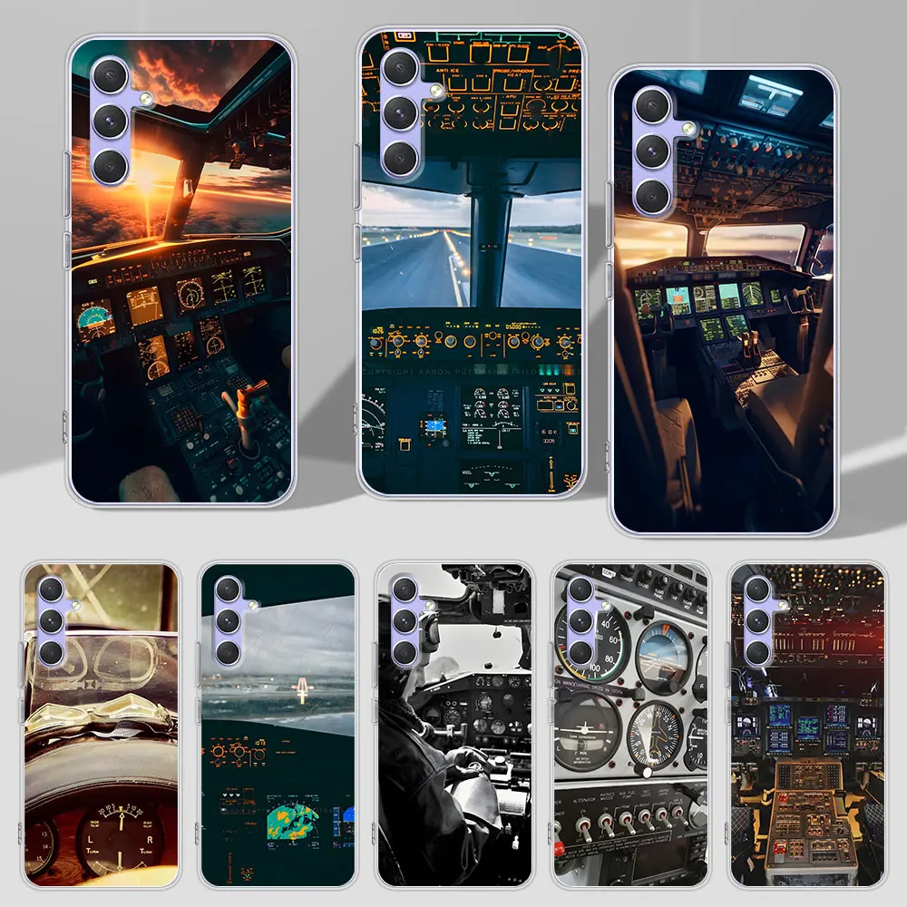 Aviation Aeroplane Pilot Cockpit Case for Samsung Galaxy A51 A14 A54 A12 A41 A21s A13 A15 A55 A71 A23 A31 A33 A52 A24 Soft Cover