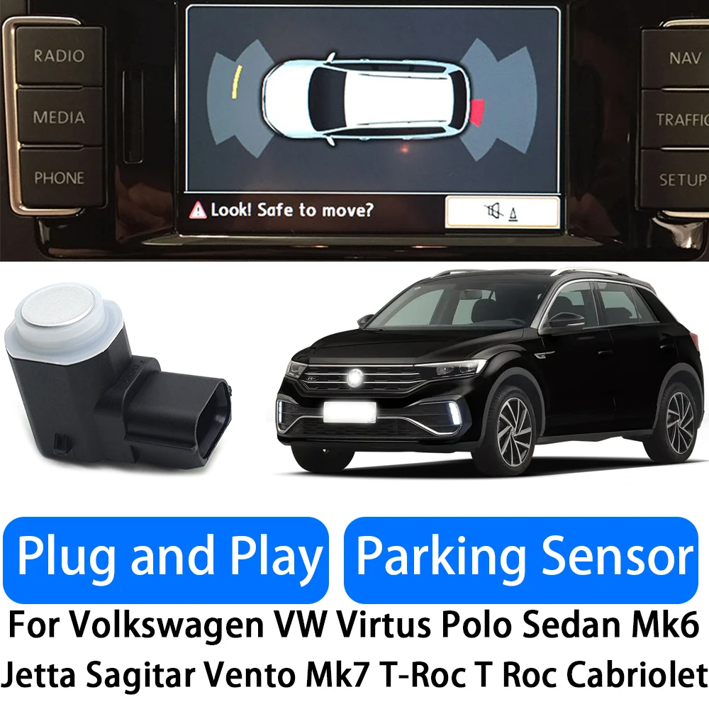 

For Volkswagen VW Virtus Polo Sedan Mk6 Jetta Sagitar Vento Mk7 T-Roc T Roc Cabriolet Radar Easy Install OEM Fit Parking Sensor