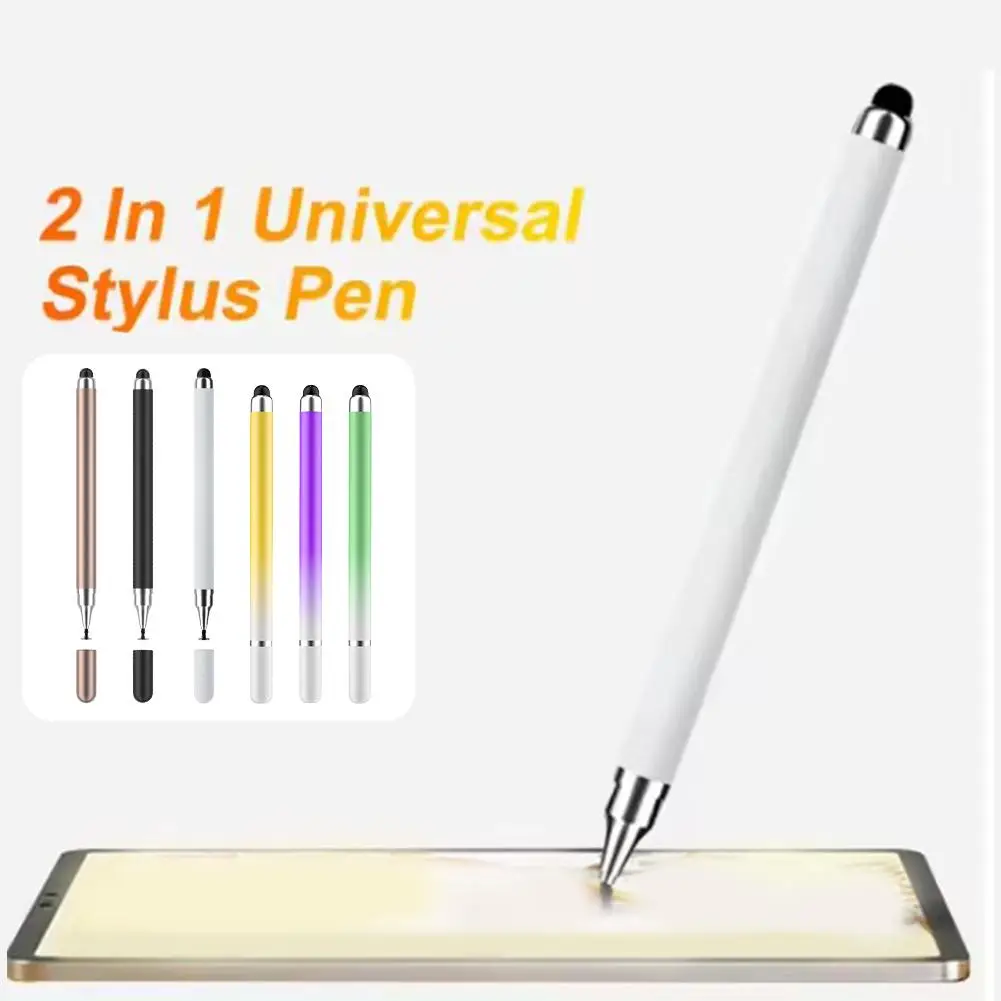 2 In 1 Universal Stylus Screen Pen Capacitor Pen Clip Painting Dual-use Office Silicone Stylus Video Disc R0b7