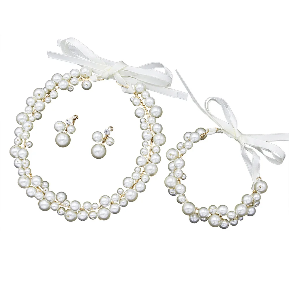 

1 Set Pearl Headwear Set Lightweight Durable Bridal Hair Accessories For Wedding Party Bridal Jewelry Decor Hair Styling Tools