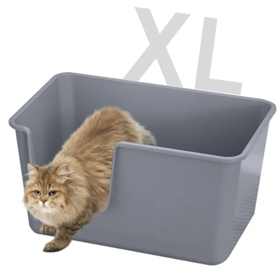 Jumbo Cat Litter Box with High Sides, 24.4 L× 15.1 W× 13.0 H, Extra Large Litter Boxes for Big Cats Kittens, XL Cat Pan, Indoor