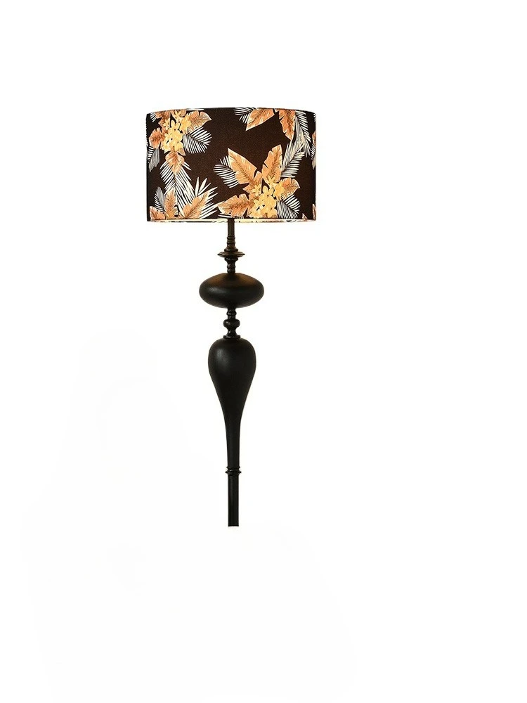 

French antique living room floor lamp solid wood retro vertical high-end sofa rack integrated atmosphere light